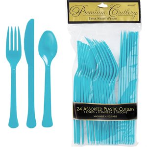 Caribbean blue reusable cutlery 24pcs