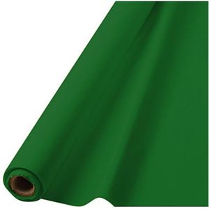 Festive green plastic table cover roll 40inx100ft