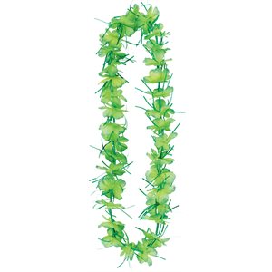 Green Hawaiian flower & metallic fringe necklace
