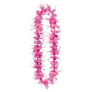 Pink Hawaiian flower & metallic fringe necklace