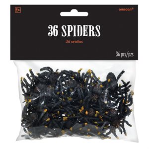 Black spiders with yellow legs 36pcs