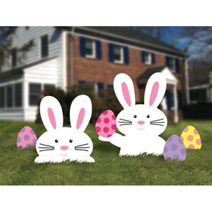5 décorations pour jardin lapins & œufs de Pâques