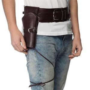 Brown leatherlike large calibre gun holster with belt