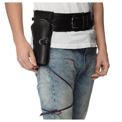 Black leatherlike large calibre gun holster with belt