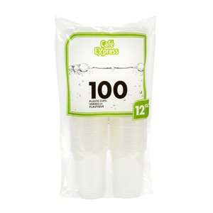 100 gobelets en plastique clair 12oz