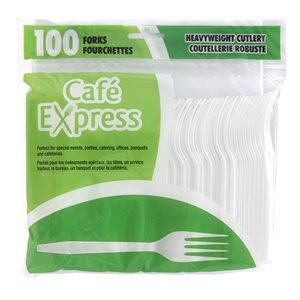 100 fourchettes en plastique blanc