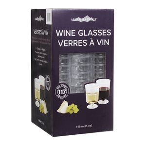 117 verres à vin 5oz en plastique clair Argentia Ridge