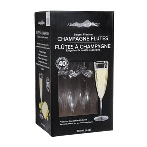 Argentia Ridge clear plastic champagne glasses 6oz 40pcs
