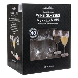Argentia Ridge clear plastic wine glasses 7.8oz 40pcs