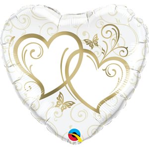 Gold entwined hearts std heart foil balloon