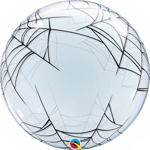 Black spider web on clear bubble balloon