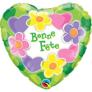 Happy birthday heart with flowers std foil balloon