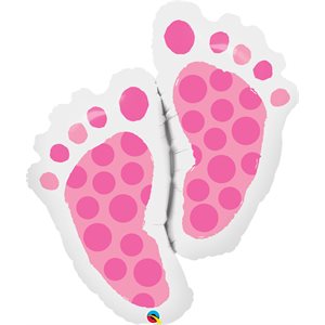 Pink footprints supershape foil balloon