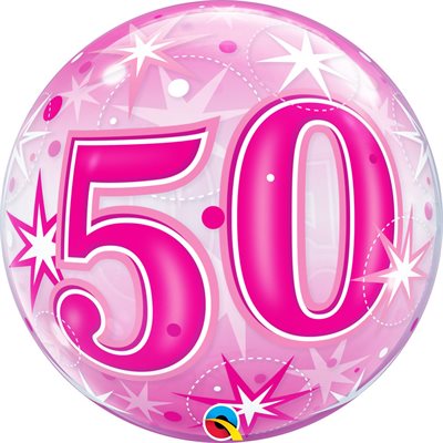 Ballon bulle clair 50 ans rose