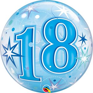 Blue 18th birthday clear bubble balloon