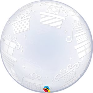 Ballon bulle clair avec cadeaux de noël blanc