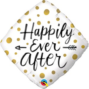 Ballon métallique losange std "happily ever after"