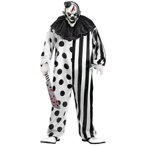 Adult black & white killer clown costume STD