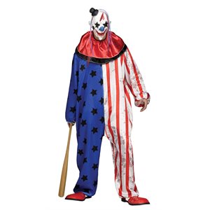 Adult blue & red evil clown costume STD