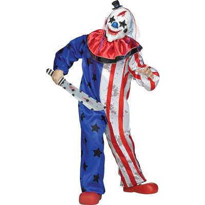 Children blue & red evil clown costume Medium