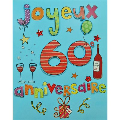 Géante carte de souhait joyeux 60e anniversaire