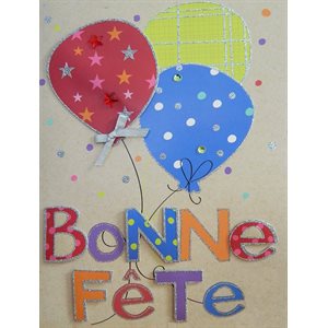 Giant greeting card with balloons "bonne fête"