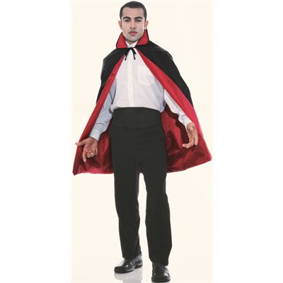 Adult reversible black & red cape 45in