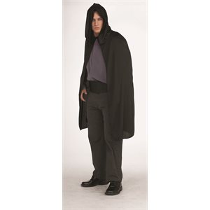 Adult black hooded cape 45in
