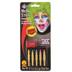 5 crayons de maquillage neon avec taille-crayon