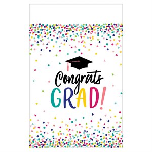 Graduation congrats grad colourful confetti plastic table cover 54x102in