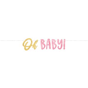 Bannière 12pi "Oh baby" rose & doré