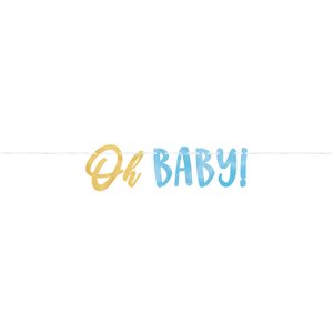 Bannière 12pi "Oh baby" bleu & doré