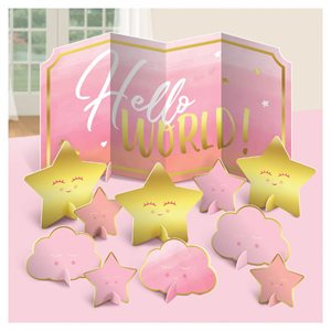Hello World pink table decorating kit 11pcs