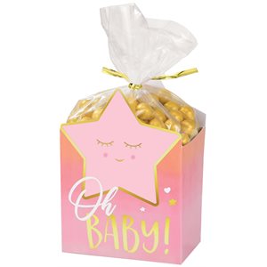 Oh baby gold & pink favor box 8 kits