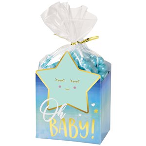 Oh baby gold & blue favor box 8 kits