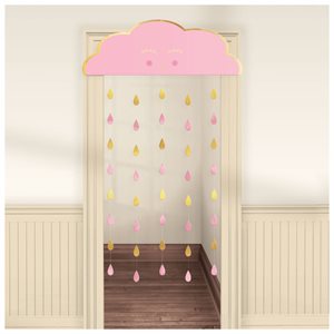 Pink & gold cloud door curtain 76x38in