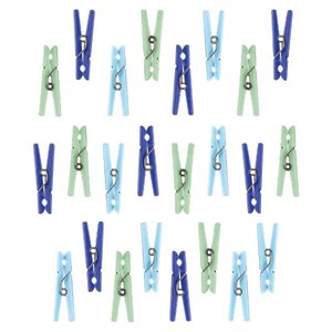 24 mini épingles à linge bleu asst