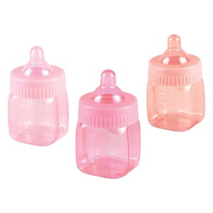 Asst pink fill-able baby bottle 6pcs