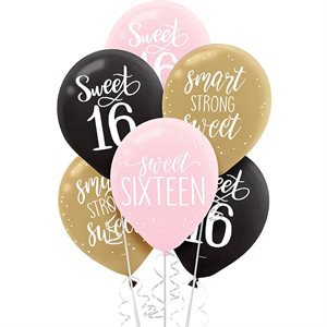 Sweet Sixteen latex balloons 12in 15pcs