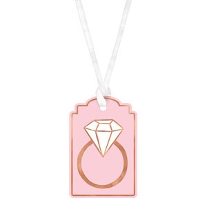 Pink wedding & ring tags 2x3in 25pcs
