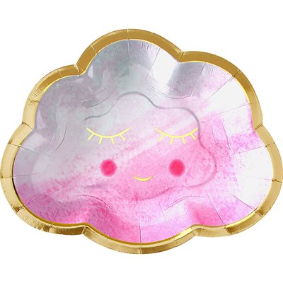 Pink & gold cloud shaped plates 6.5in 8pcs
