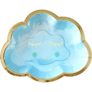 Blue & gold cloud shaped plates 6.5in 8pcs