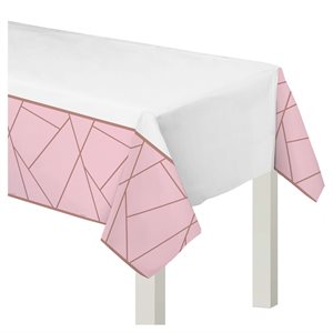 Pink wedding geometric plastic table cover 54x102in