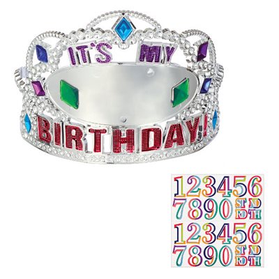 Colourful Happy Birthday add-an-age tiara