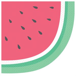 16 serviettes à repas forme de melon d'eau pastel