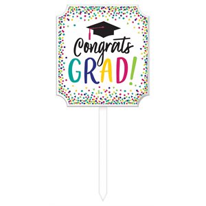 Graduation congrats grad colourful confetti lawn sign