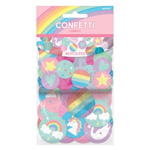 48 confettis 2po & 3po arc-en-ciel magique