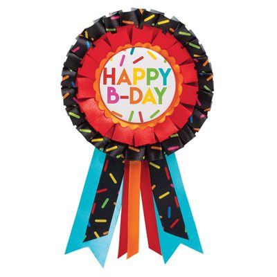 Black & colourful Happy B-day award ribbon