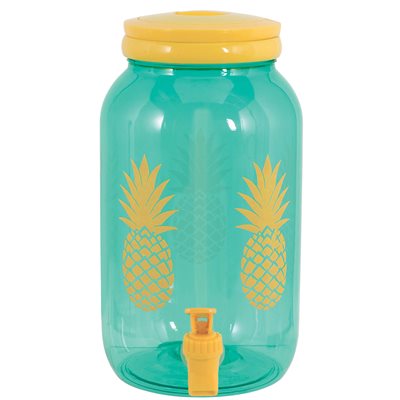 Distributeur à boisson en plastique turquoise avec ananas doré 3.7L