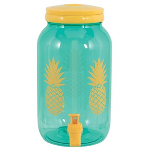 Gold pineapple & teal plastic beverage dispenser 3.7L